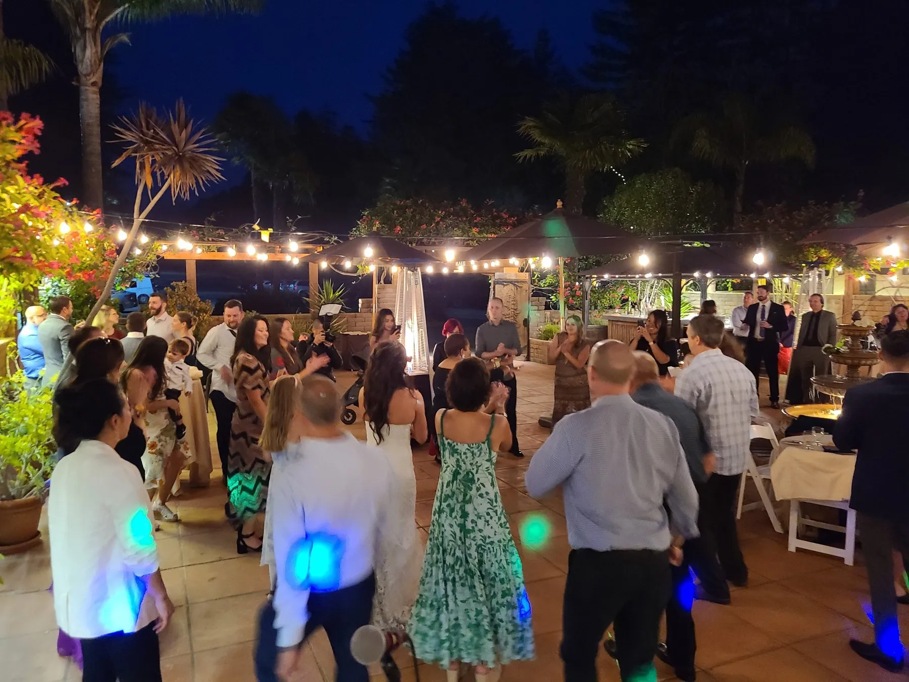 Wedding guests celebrating outdoors at an Icon DJ event