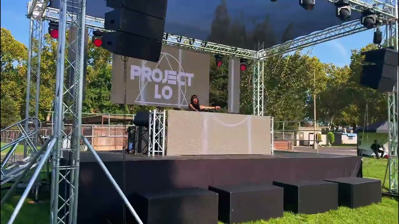 A real Icon team outdoor stage with LED video, truss, lighting and concert speakers